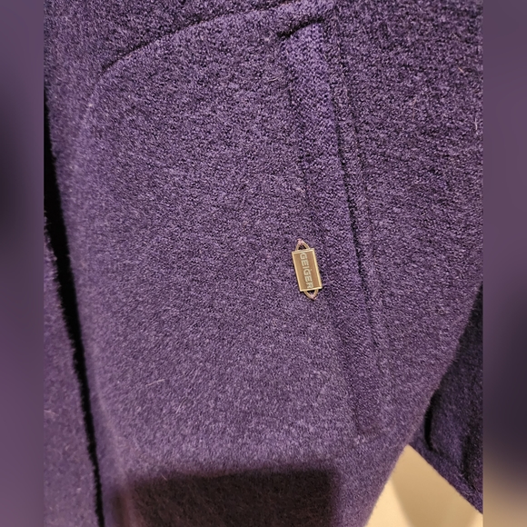 GEIGER Boiled Wool Coat Made in AUSTRIA Button Front Pockets Size 36 DEEP PURPLE - Picture 3 of 7
